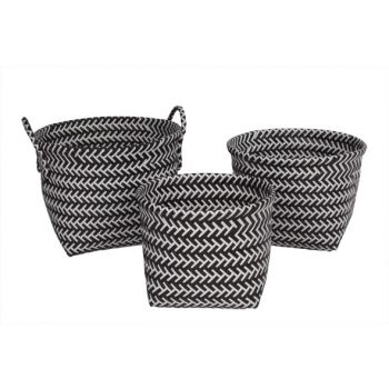 Cosy @ Home Basket Zigzag Set3 Black White 30x30x21