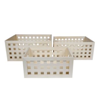 Cosy & Trendy Storage Box Set3 Ply Wood With Squares