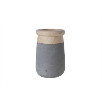 Cosy @ Home Flowerpot Cement Grey Wood D11xh17cm