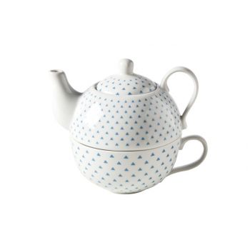 Cosy & Trendy Teapot With Cup D10xh12cm Blue Triangle