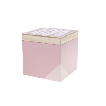 Cosy @ Home Box Pink Square Wood 14x14xh14 Storage