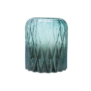 Cosy @ Home Tealight Holder Teal Blue Green Round Gl