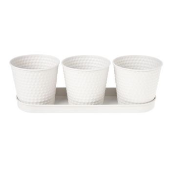 Cosy @ Home Pot Trio Tray Greige Oval Metal 35x32xh1