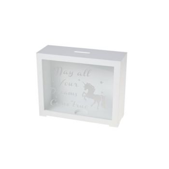 Cosy @ Home Moneybox White Square Wood 20x16,5xh7
