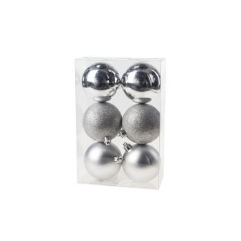 Cosy @ Home Ball Plastic Set6 Silver D8cm