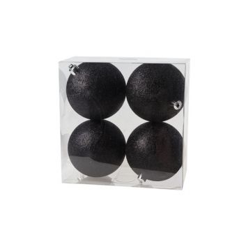 Cosy @ Home Ball Unbreakable Set4 10cm Black Glitter