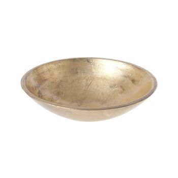 Cosy @ Home Tray Gold Round Wood 24,5x12xh7