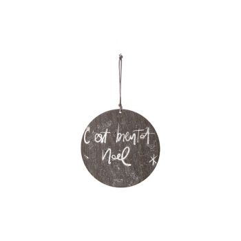 Cosy @ Home Hanging Ornament Gray Wood D15 Glitter