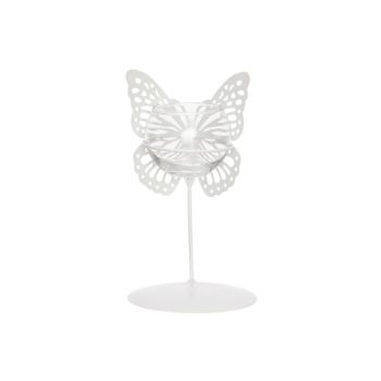 Cosy @ Home Butterflies 1x Glass Cup D6,5-h5cm White