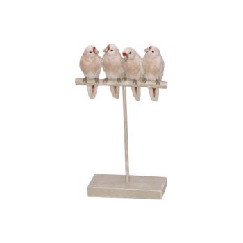 Cosy @ Home Bird On Stand Pink 15,5x7,2xh25cm Resine