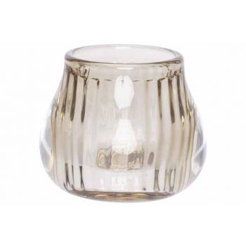 Cosy @ Home Tealight Holder Brown 8x8xh6,8cm Glass