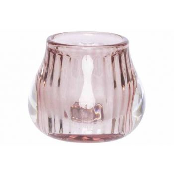 Cosy @ Home Tealight Holder Pink 8x8xh6,8cm Glass