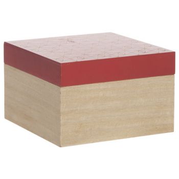Cosy @ Home Box Red Nature 15x15xh10cm Square Wood