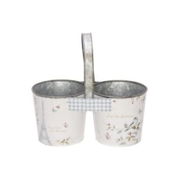 Cosy @ Home Pot Duo Flowers Handle Pink 24,5x12,5xh2