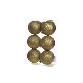 Cosy @ Home Ball Plastic Glitter Set6 Gold D8cm