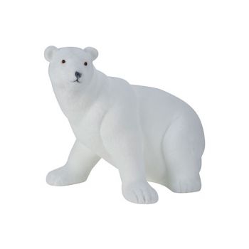 Cosy @ Home Polar Bear Flocked Sitting White 52x37xh