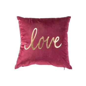 Cosy @ Home Cushion Love Burgundy 39x39xh15cm Polyre