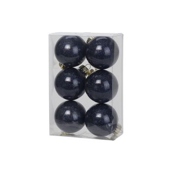 Cosy @ Home Xmas Ball Set6 Twinkle Night Blue D6cm S