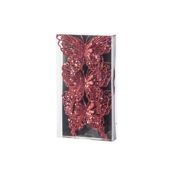 Cosy @ Home Clip Butterfly Set3 Glitter Red 11x2xh12