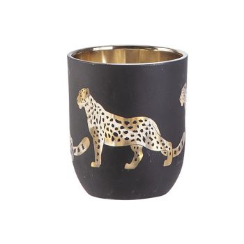 Cosy @ Home Tealight Holder Leopard Gold 7x7xh8,3cm