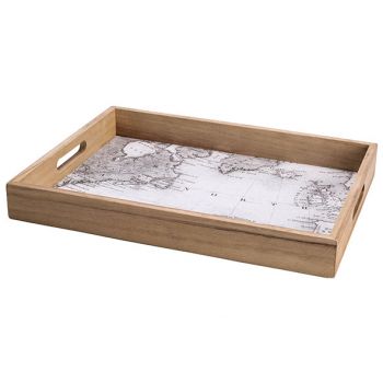 Cosy @ Home Tray Map Nature 40x30xh5cm Wood