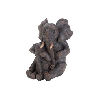 Cosy @ Home Elephant With Baby Sitting Brown 14x12,5