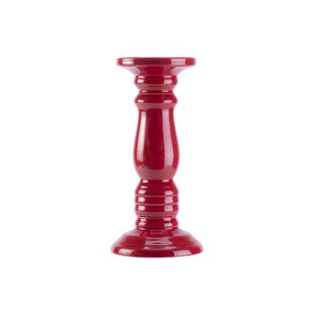 Cosy @ Home Candle Holder Glazed Red 14,5x14,5xh30cm