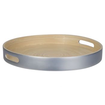 Cosy @ Home Tray Silver 30x30xh4cm Round Bamboo