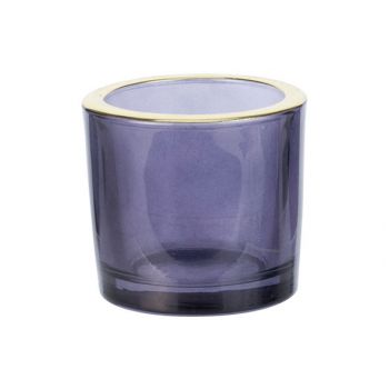Cosy @ Home Tealight Holder Golden Rim Violet 6,5x6,