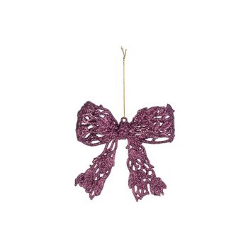 Cosy @ Home Bow Hanger Glitter Raspberry 10x10cm Syn
