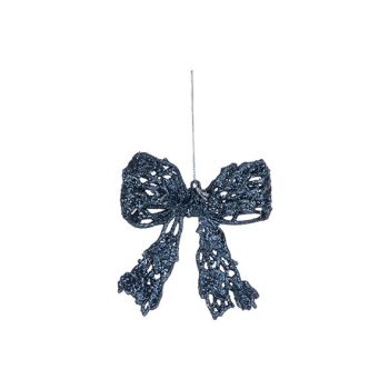 Cosy @ Home Bow Hanger Glitter Dark Blue 13x13cm Syn