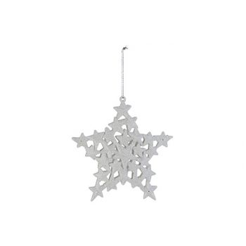 Cosy @ Home Hanger Star Glitter White 13x13cm Synthe