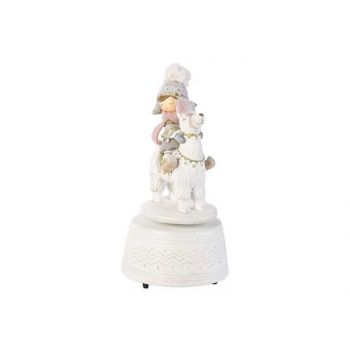 Cosy @ Home Music Box Lama With Girl White 10x10xh18