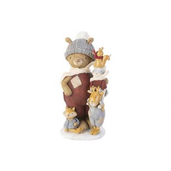 Cosy @ Home Teddybear Standing With Animals Burgundy