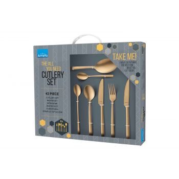 Amefa Retail Cutlery Set  42 Pcs Manille Gold Matt