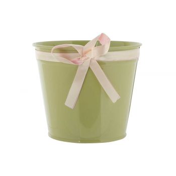 Cosy @ Home Flowerpot Ribbon Green 12,5x12,5xh10,5cm