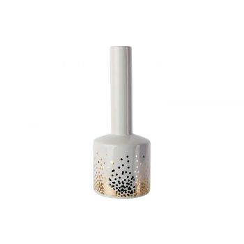 Cosy @ Home Bottle Vase Gold Dots White 9,6x9,6xh25,