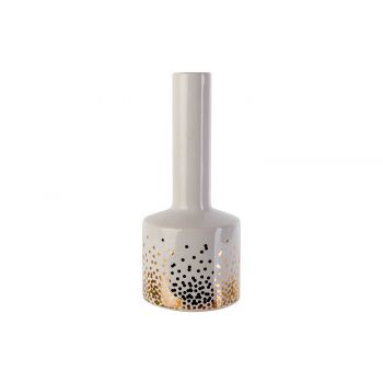 Cosy @ Home Bottle Vase Gold Dots White 8,7x8,7xh20,