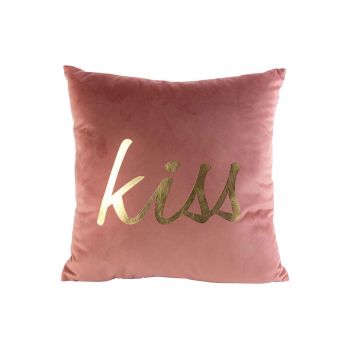 Cosy @ Home Cushion Kiss Pink 40x40xh10cm Velvet
