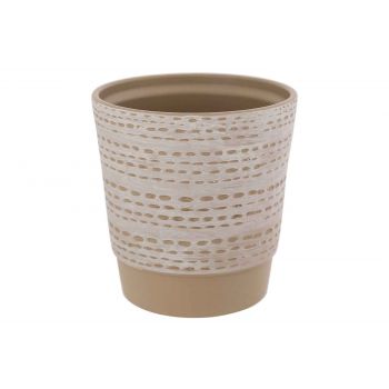 Cosy @ Home Flowerpot Dotted Line Beige 12,5x12,5xh1