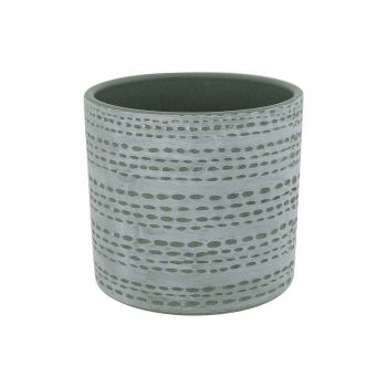 Cosy @ Home Flowerpot Dotted Line Grey Blue 13,5x13,