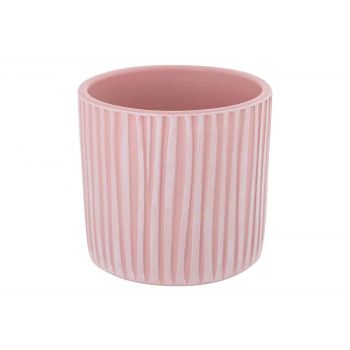Cosy @ Home Flowerpot Lines Pink 10,5x10,5xh10,5cm C