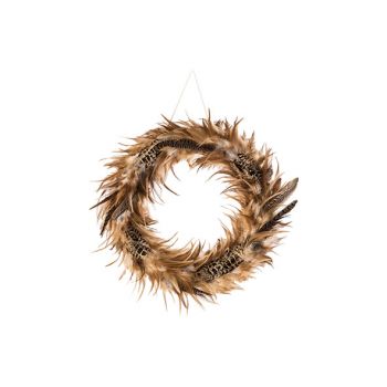 Cosy @ Home Wreath Feathers Brown 47x47xh47cm