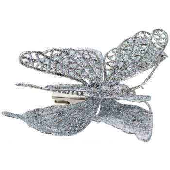 Cosy @ Home Butterfly Clip Glitter Silver 15cm