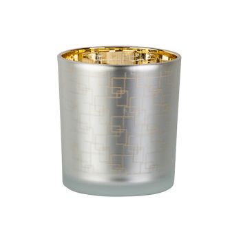 Cosy @ Home Tealight Holder Labyrinth Gold White D7x