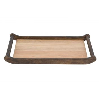 Cosy & Trendy Rectangular Wooden Tray With 2 Round Ant