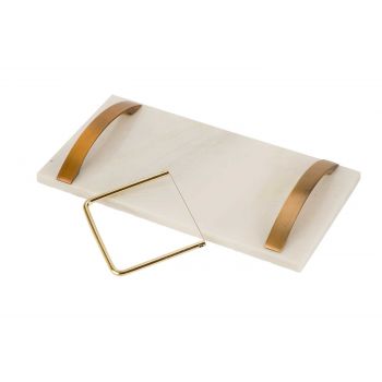 Cosy & Trendy White Marble Tray With Handle And