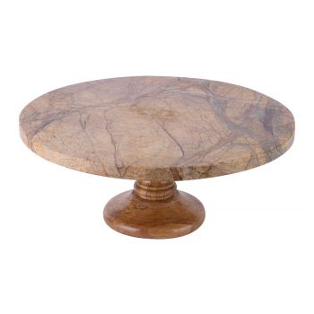 Cosy & Trendy Cake Plate Brown D30xh14cm Round Marble