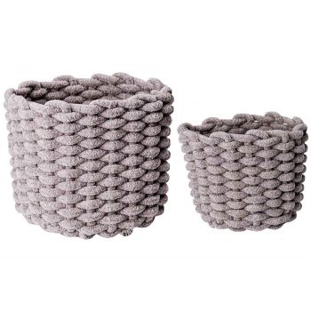 Cosy & Trendy Velvet Set2 Baskets Grey Velvet Rope