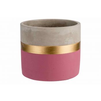 Cosy @ Home Gold Flowerpot Mettalic Line Old Pink 12
